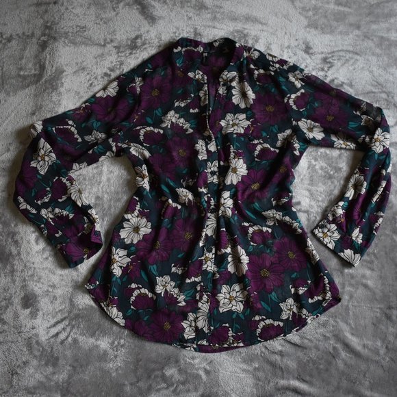 Kut from the Kloth Tops - Kut from the Kloth Sheer Floral Button Down Top